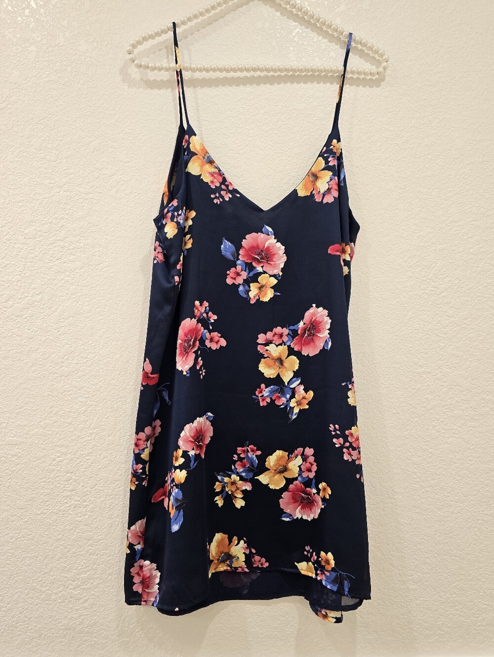 Lulus Mini Slip Floral Dress Navy Blue M - Picture 2 of 6